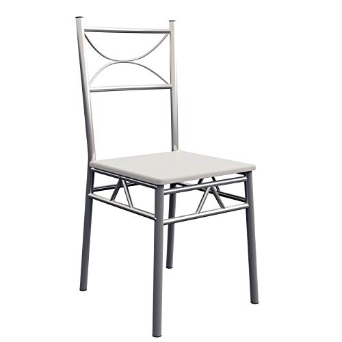 CASARIA® Conjunto Mesa y 4 sillas Paul Muebles de Cocina Comedor Blanco Mesa MDF Resistente 110x70cm
